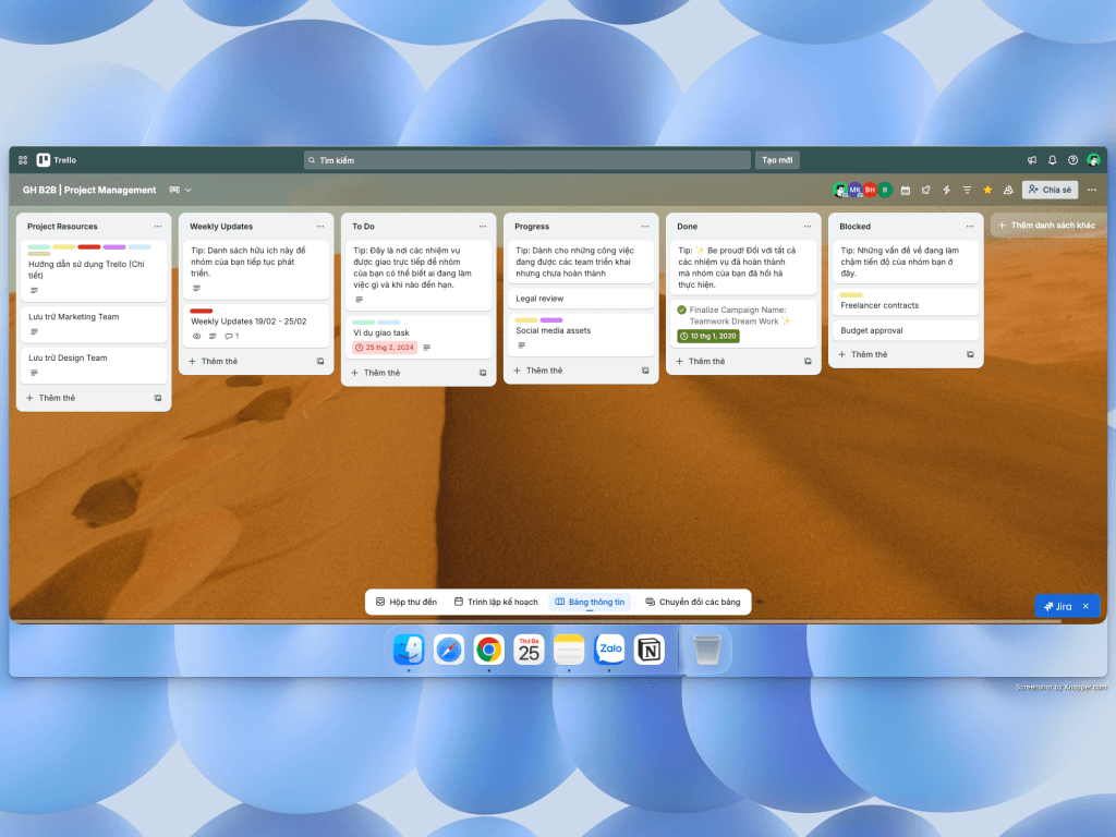 Bảng Trello cộng tác dự án
