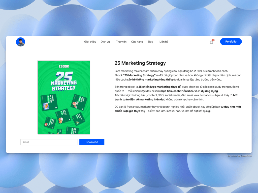 Ví dụ một Lead Magnet trên website vohoangan.com